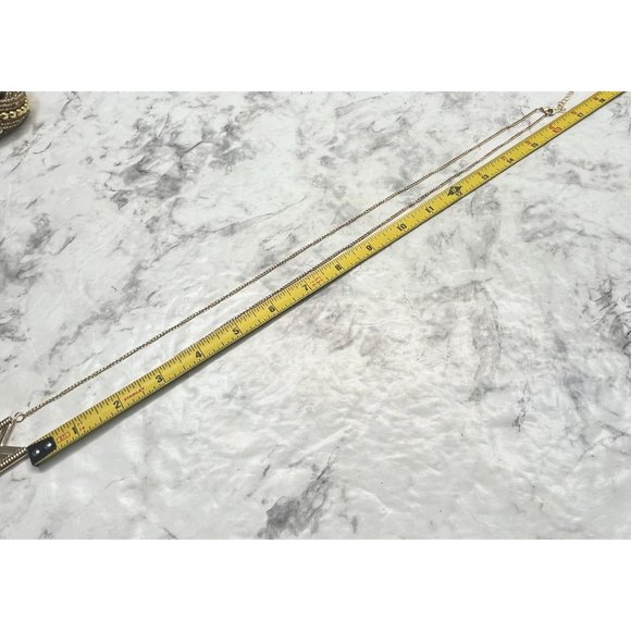 Vintage Chevron Arrows Statement Necklace Gold Tone Long Tassle Chain - Picture 5 of 8